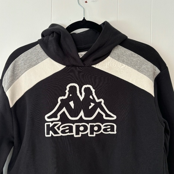 Kappa Logo Catto regular fit crop hoodie NWT black white and grey size M - Picture 2 of 14